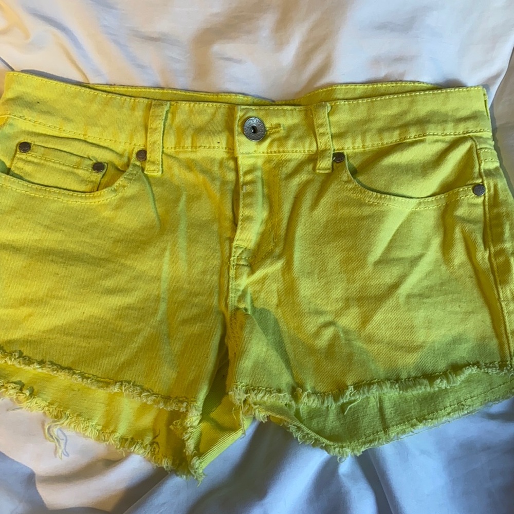 neon green jean shorts